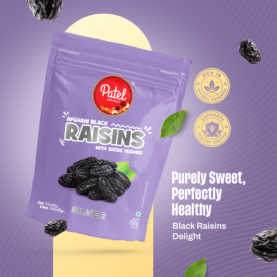 Afghani Black Raisins Silver with Seeds (Kismis)