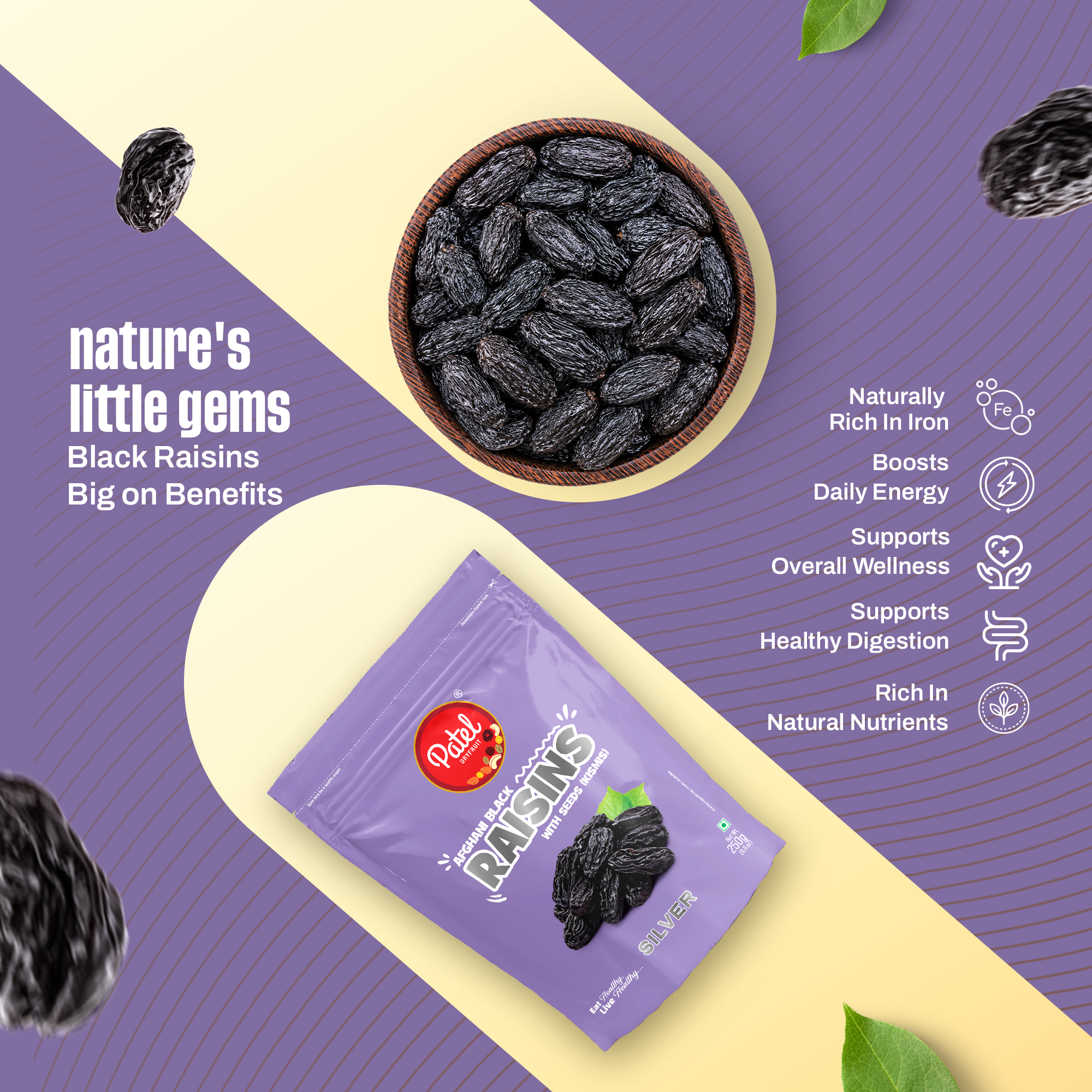 Afghani Black Raisins Silver with Seeds (Kismis)