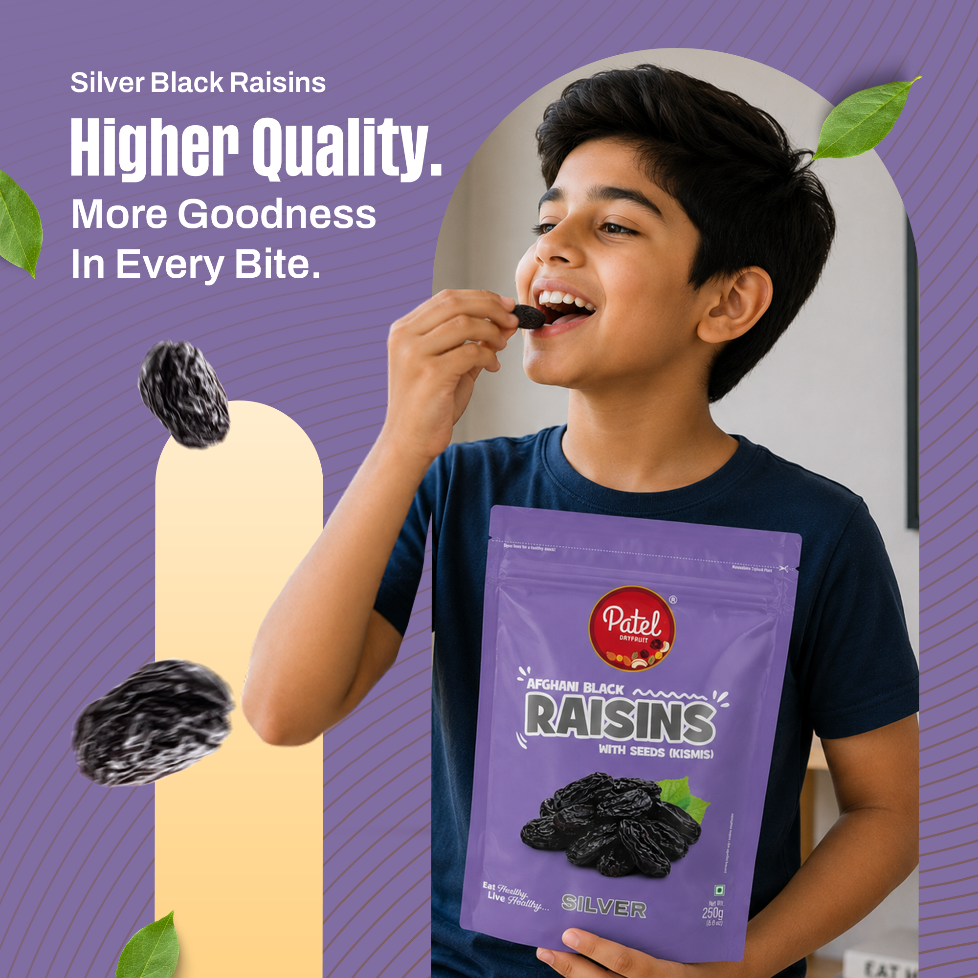 Afghani Black Raisins Silver with Seeds (Kismis)