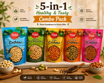 5-in-1 Nuts Combo Pack - Cashew, Roasted Pistachios, Spicy Cashew, Black Pepper Cashew & Roasted Salted Almond