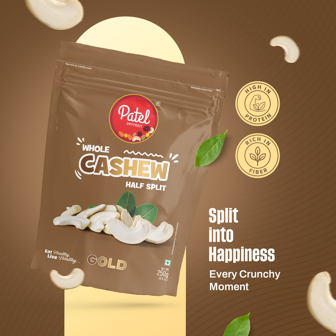 Whole Cashew Half Split Gold