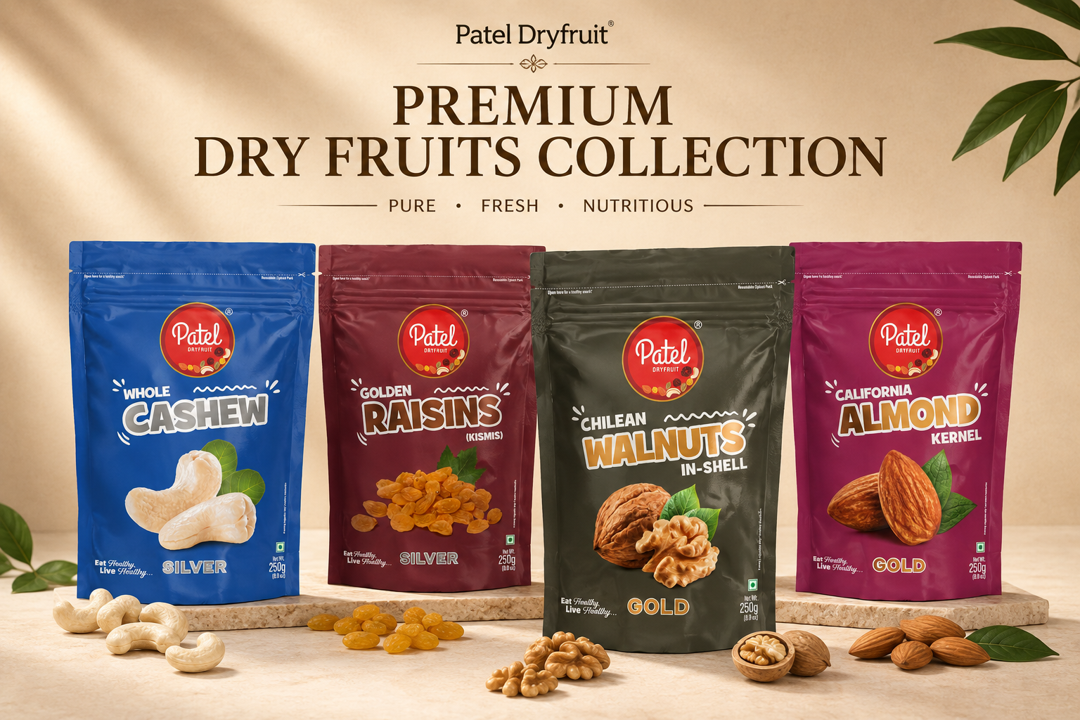 4-in-1 Premium Dry Fruits Combo - Cashew, Raisins, Walnuts & Almonds